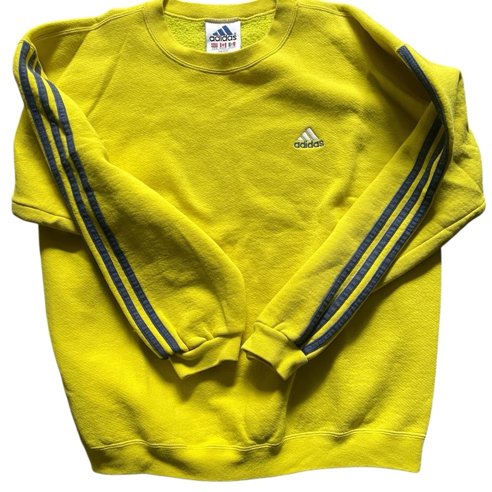Adidas Men's Bright Yellow Crewneck Sweater